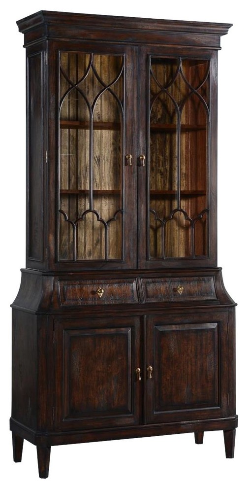 China Rosalind Classic Solid Wood Dark Rustic Pecan Fretwork