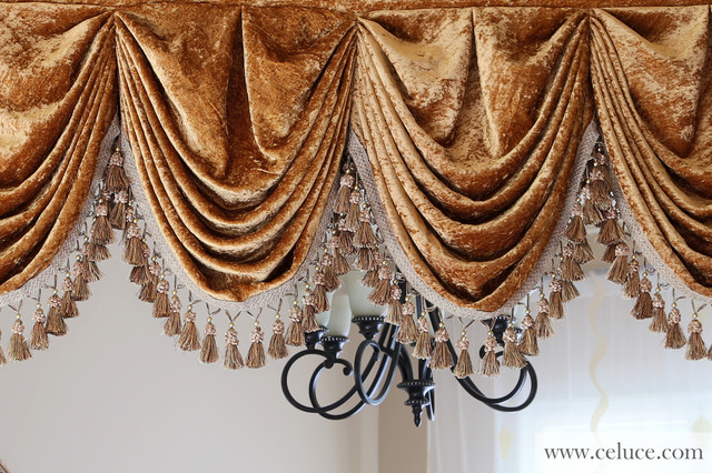 Gold Velvet - Pleated Austrian Style Valance Curtains - Modern ...