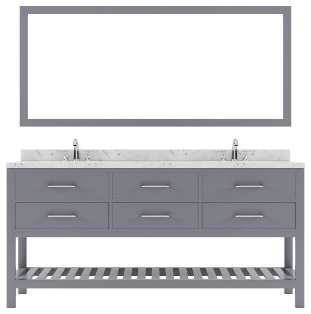 Caroline Estate 72" Bath Vanity in Gray, Quartz Top, Sinks, MD-2272-CMSQ-GR-010 - Transitional ...