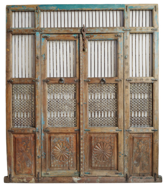 Consigned Old Jali Iron Garden Gate Mediterranean Home Fencing And