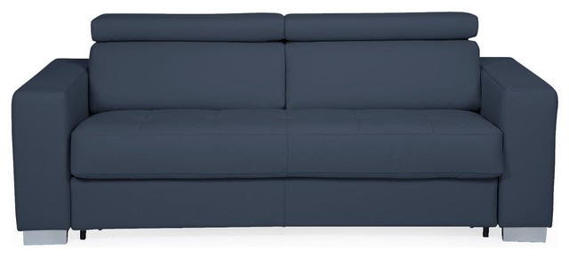 Mauro Canapé 3 places convertible en cuir de buffle bleu