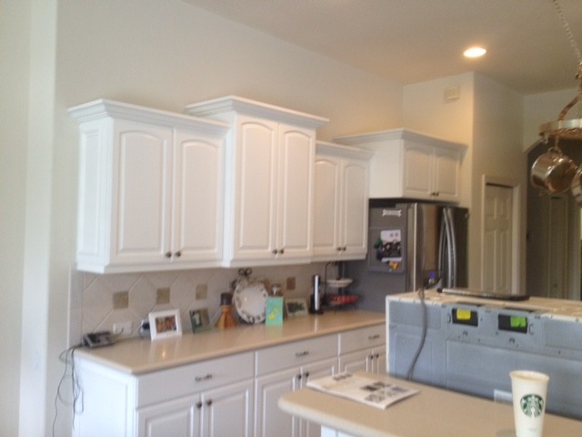 Lisa and Rick's Painted Kitchen Super White with Smoke Embers Island