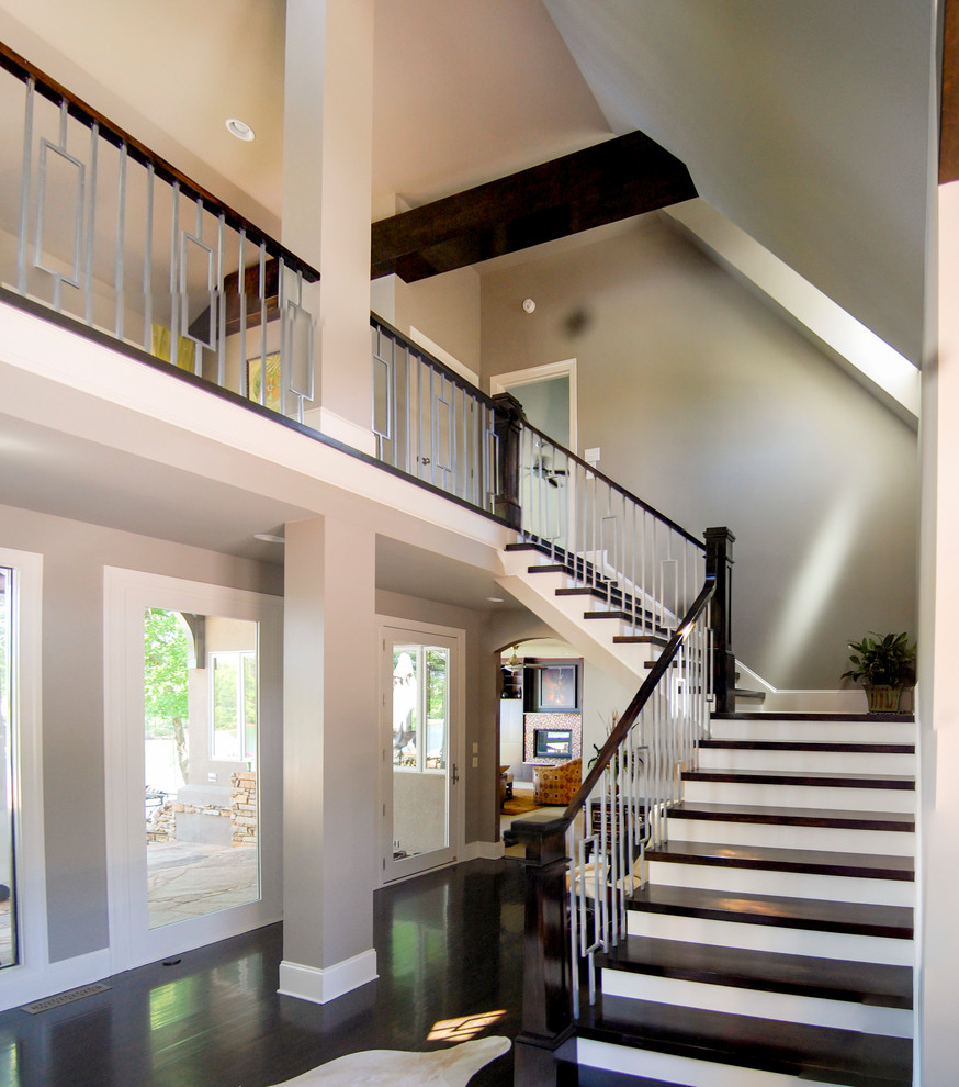 Design ideas for a transitional staircase in Charlotte.