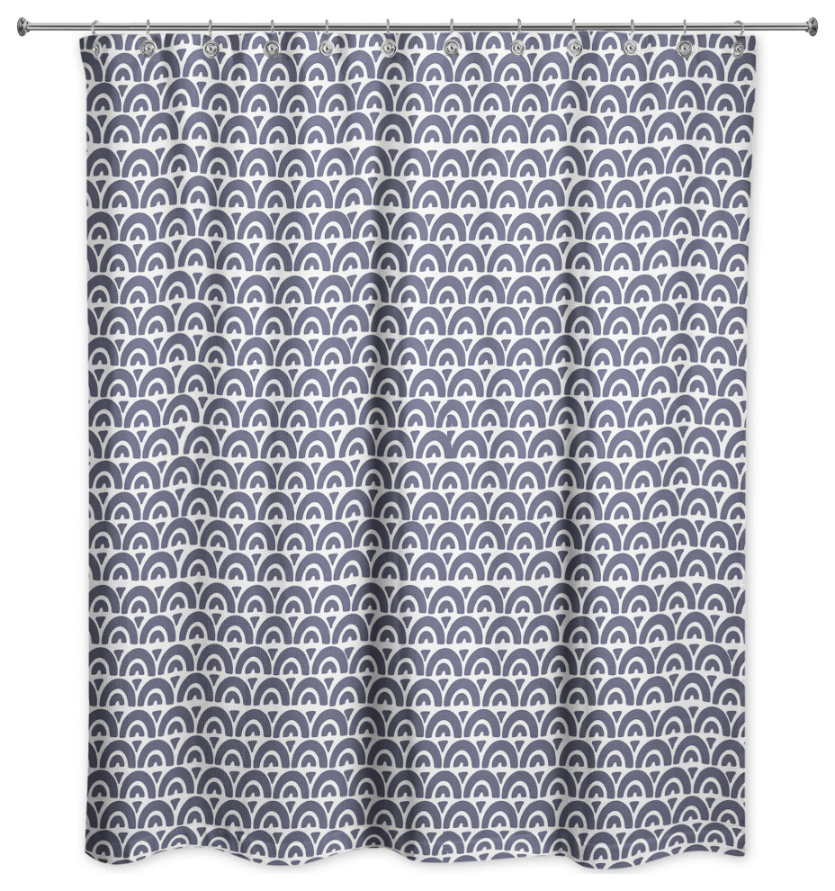 Navy Arch Pattern 71x74 Shower Curtain