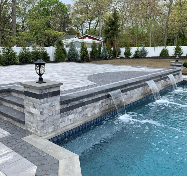 Limestone Quarry Pool Patio New York by Cambridge Pavingstones with