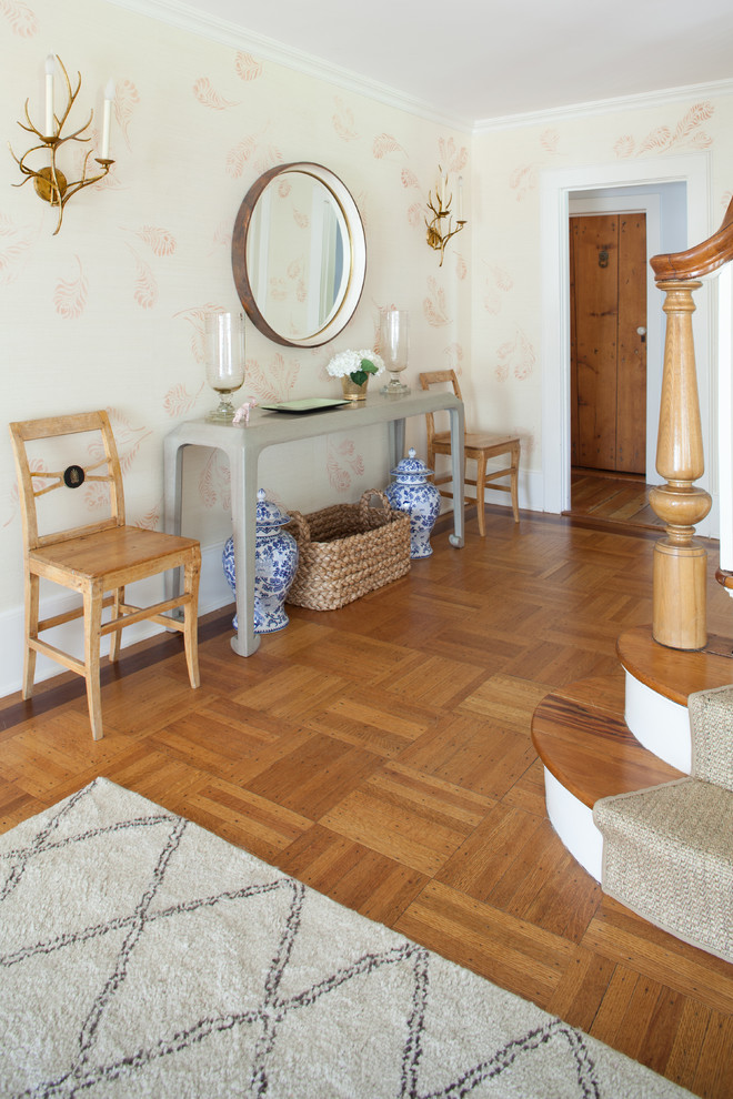 Photo of a country entryway in Los Angeles with linoleum floors and beige floor.