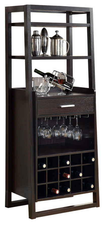 Home Bar, Wine Rack, Storage Cabinet, Laminate, Brown, Contemporary, Modern