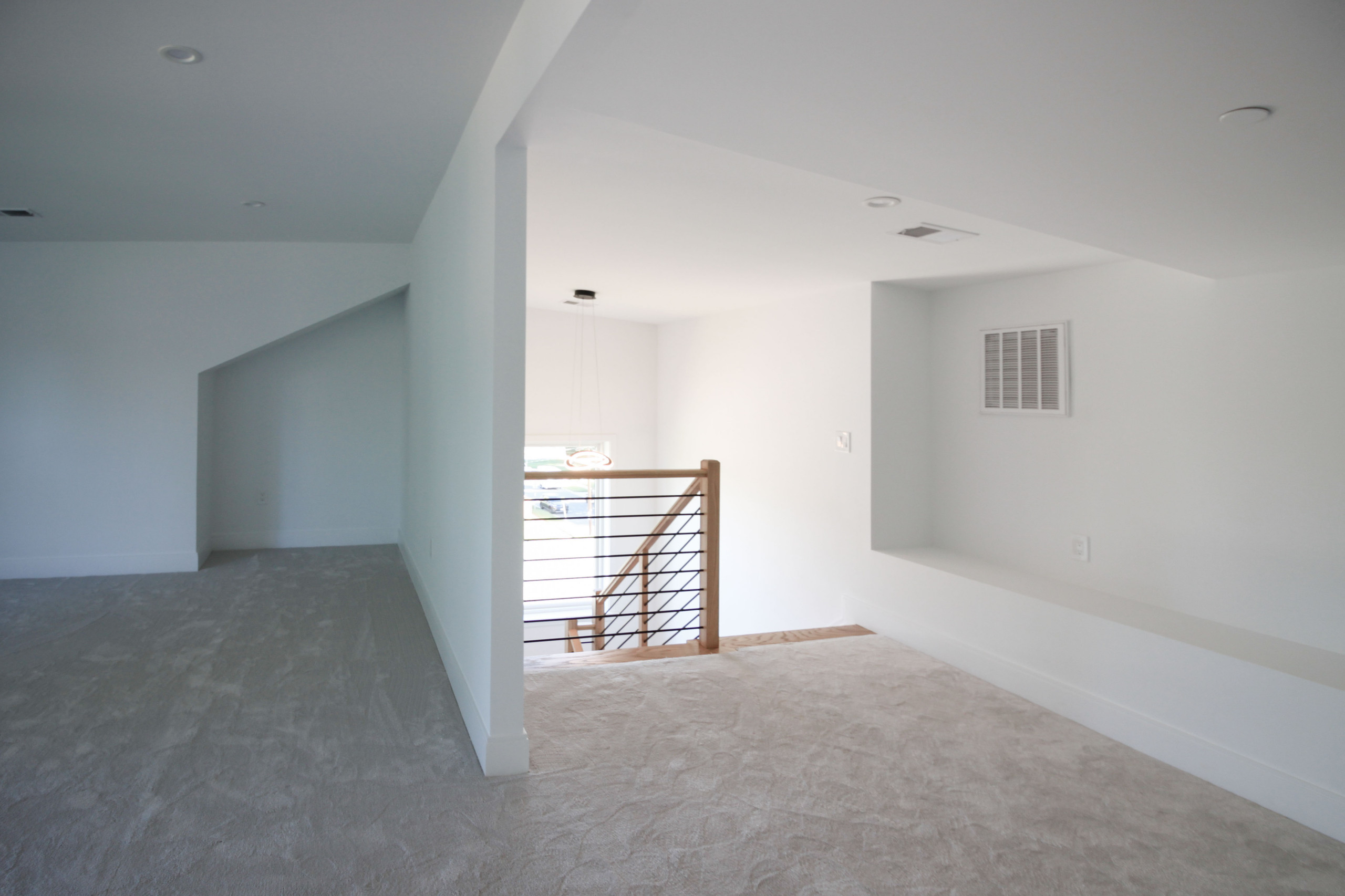 94_Neutral Color Floating Staircase with Metal Balusters, Bethesda MD 20817