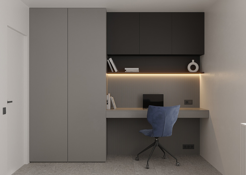 Минималистичная квартира с тёмной спальней