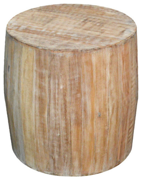 Reclaimed Wood Drum Barrel Side Table Distressed White Rustic Reclaimed Wood Drum Barrel Side Table Distressed White Rustic Tables And End By Favors Handicraft