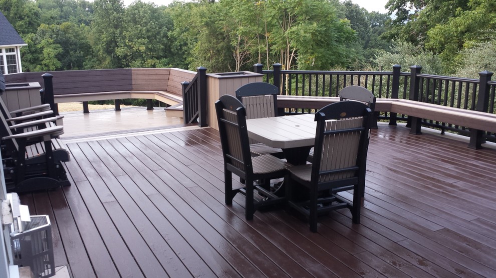 Inspiration for a large backyard deck remodel