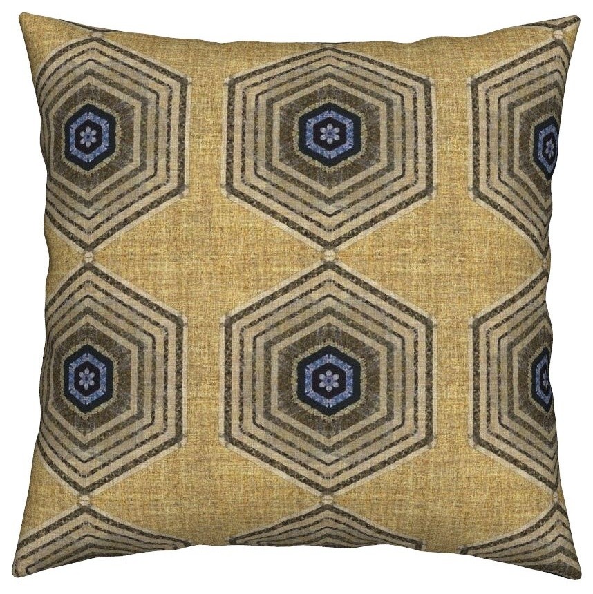 Joan Hexagon Linen Geometric Throw Pillow Contemporary Decorative
