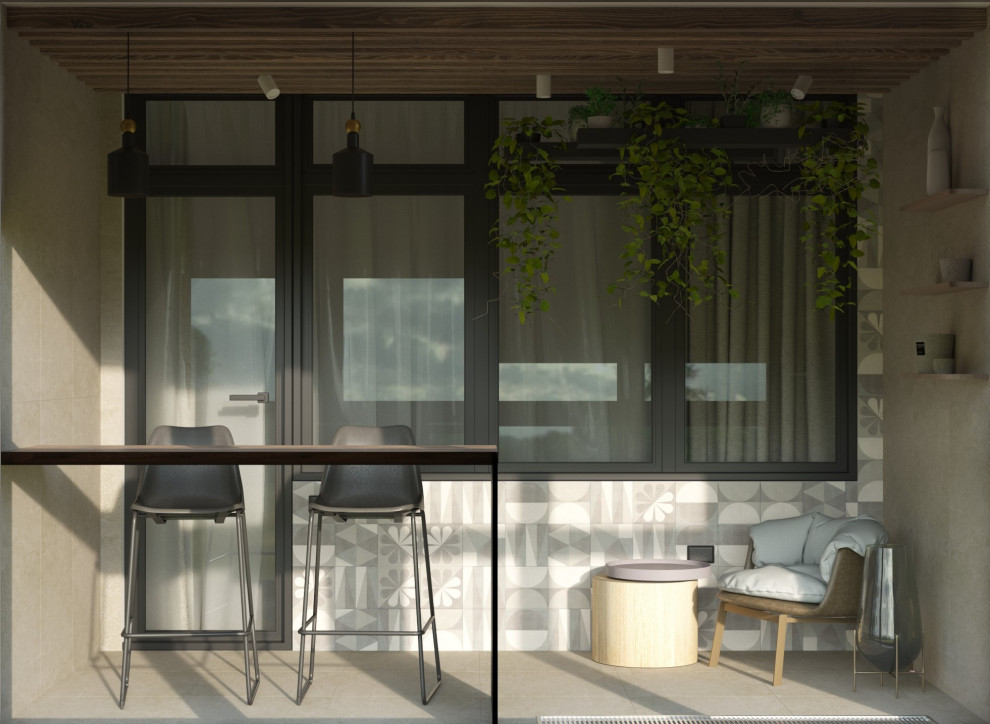 Балкон в стиле ваби-саби/этно из дизайн-проекта в ЖК Спортивный парк, Москва