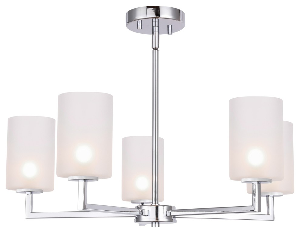 Woodbridge Lighting Candice 5-Light Chandelier LED, Opal Cylinder Glass