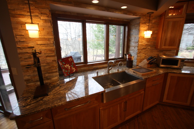 Stacked Stone Backsplash  Traditional  Kitchen  Cleveland  by Architectural Justice