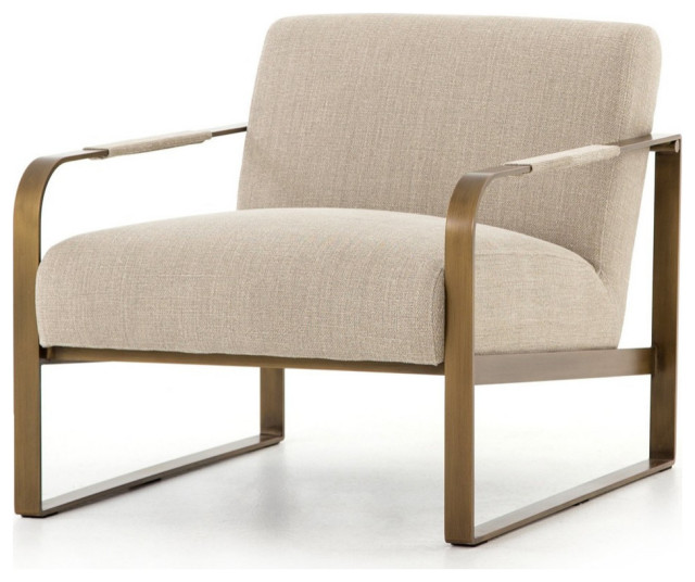 Quentin Stonewash Print Ecru Chair Contemporary Armchairs And