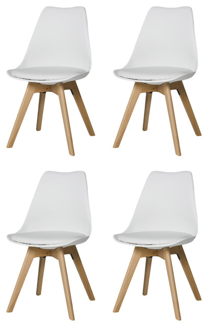 Urban Modern Dining Chairs, Set of 4, White