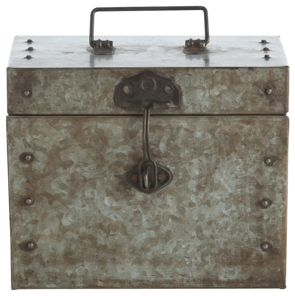 Antique Galvanized Steel"dustrial Large Hinged Box