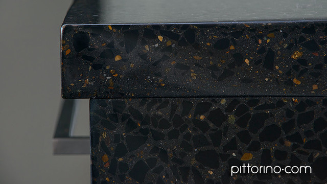 fully exposed & sculpted concrete benchtop, edge detail contemporary-kitchen