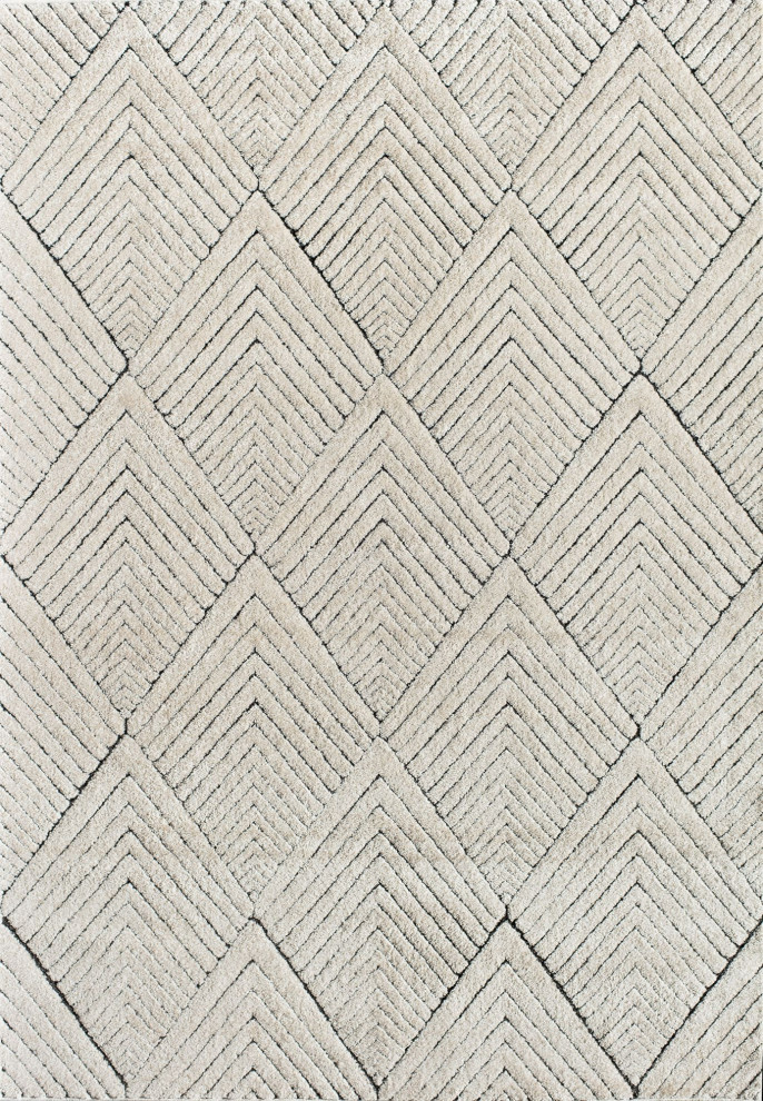 CosmoLiving Chanai Alabaster Geometric Contemporary Area Rug, 9'x12'