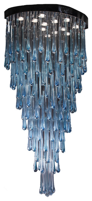 Blue Rainfaill Murano Glass Chandelier Contemporary