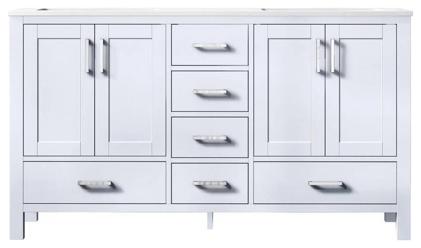 Jacques Modern White 60" Double Vanity With Quartz Top Transitional