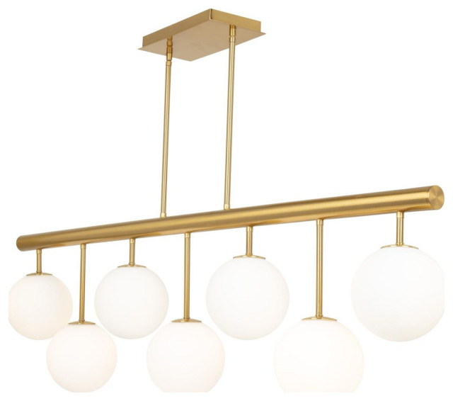 Aurelia 7 Light Island Light, Brass - Contemporary - Kitchen Island ...