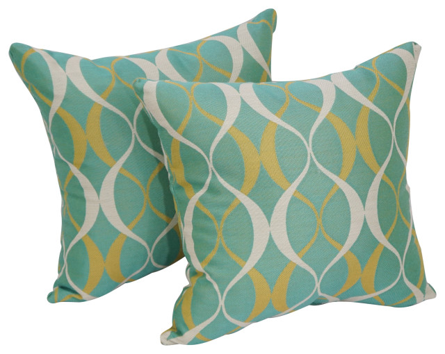 17" Square Premium Polyester Outdoor Throw Pillows, Set of 4, Duo