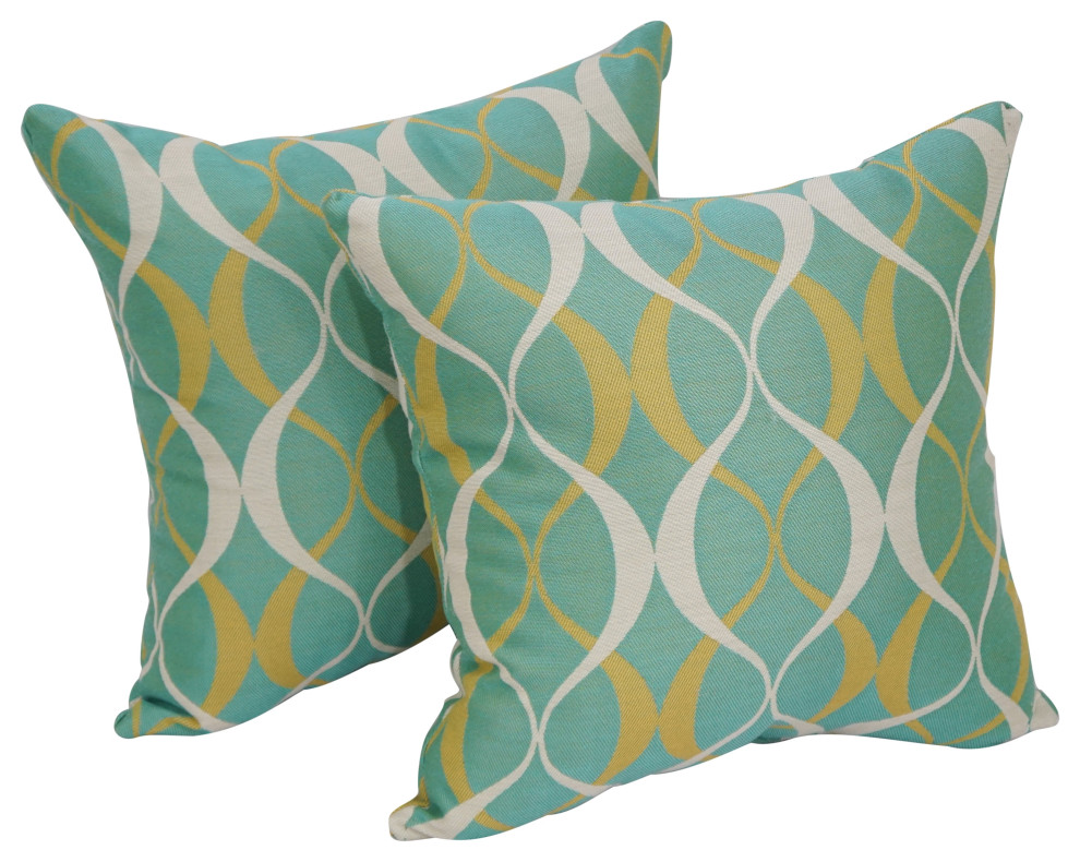 17" Square Premium Polyester Outdoor Throw Pillows, Set of 4, Duo
