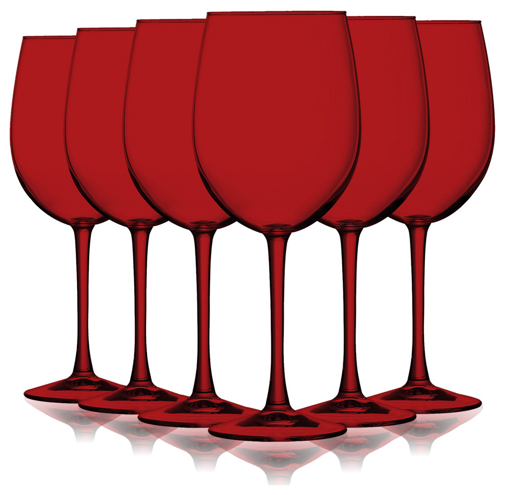 Cachet Accent Stem 16 oz Wine Glasses , Full Red
