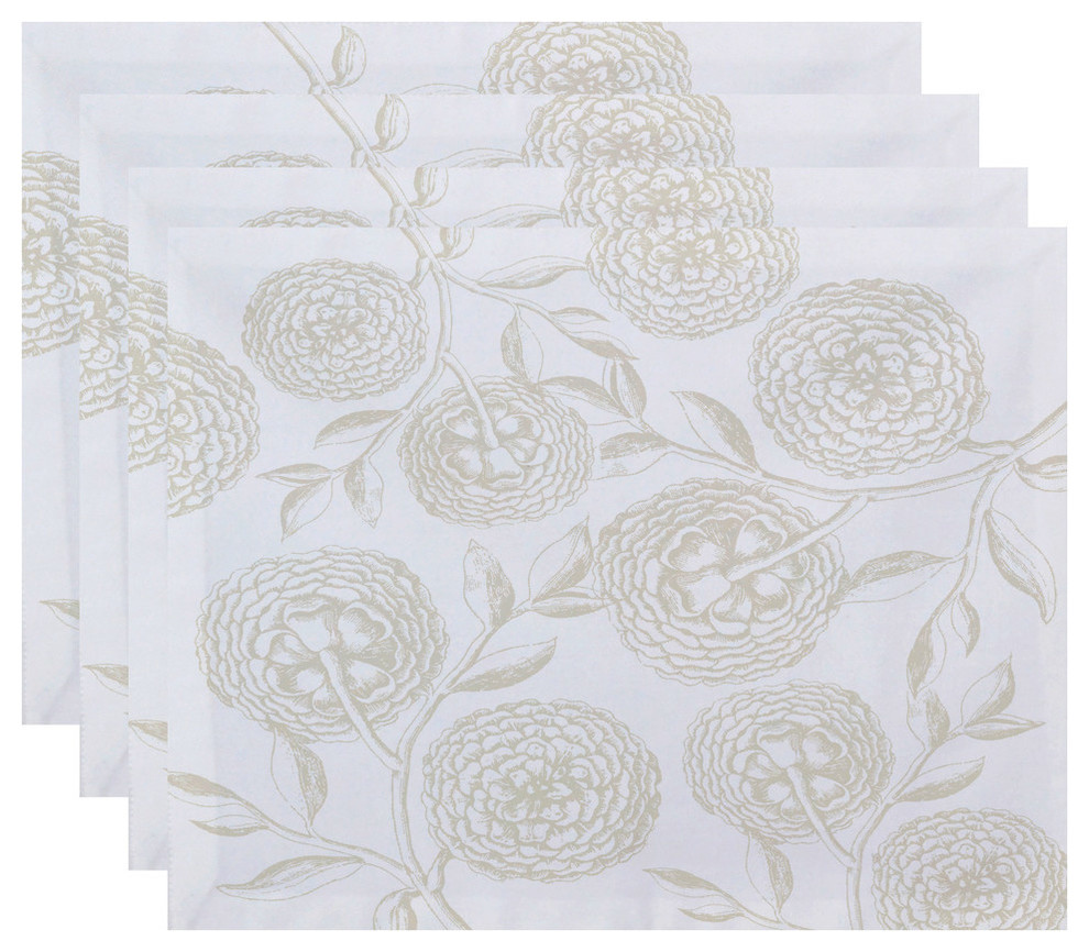 18"x14" Antique Flowers, Floral Print Placemat, Set of 4 French