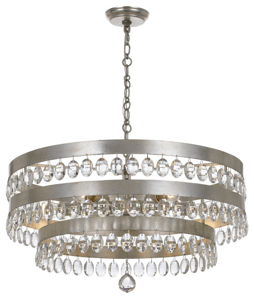 Crystorama 6108-SA 6 Light Chandelier in Antique Silver