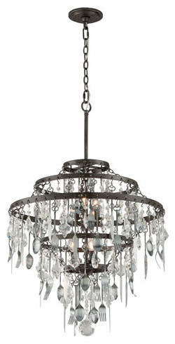 Chandelier 6-Light With Graphite With Antique Pewter Hand Worked 25" 360W