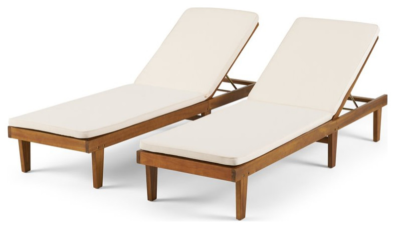Noble House Nadine Outdoor Wood Lounge Cushion (Set of 2) Teak/Cream