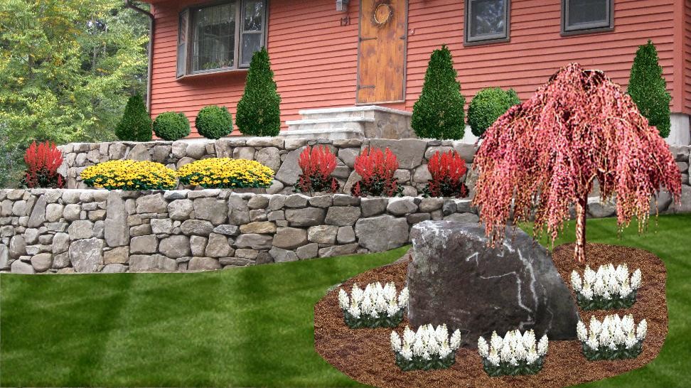 Inspiration for a large full sun stone landscaping in Boston.