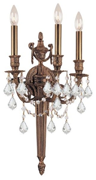 Crystorama 753-MB-CL-SAQ Ornate cast wall sconce with Clear Swarovski Spectra