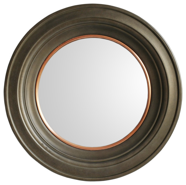 Round Metal and Copper Mirror