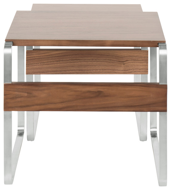 Lumisource Tea Nested Tables With Stainless Steel In Walnut Finish TB-TEA SS+WL