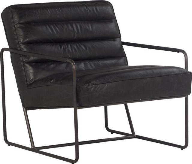 DOVETAIL TIMMONS Occasional Chair Ebony Black Iron Frame Leather