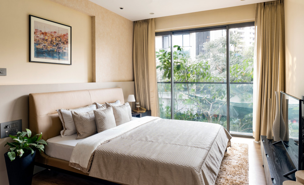 Contemporary bedroom in Mumbai.