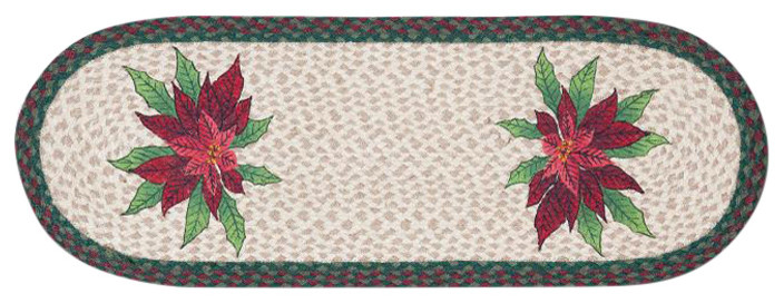 Poinsettia Oval Patch Runner 13"x36"
