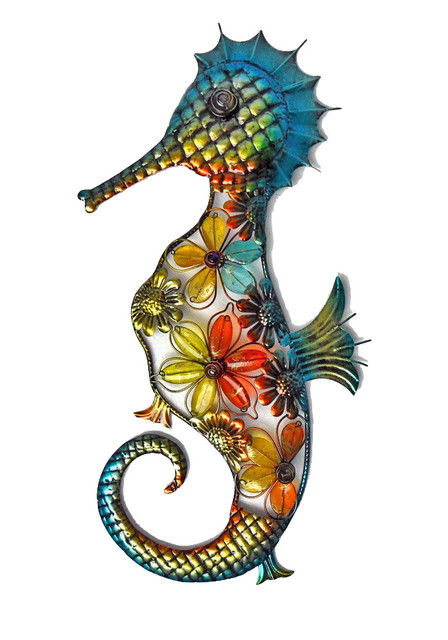 Seahorse Wall Decor acrylic beaded flower seahorse wall decor - beach style - outdoor Seahorse Wall Decor acrylic beaded flower seahorse wall decor - beach style - outdoor