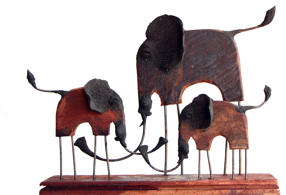 Asian Art Imports Natural Elephant Family Eclectic Decorative