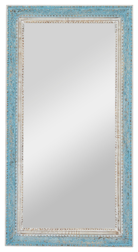 Country Cottage Blue Mango Wood Wall Mirror 560518 French Country