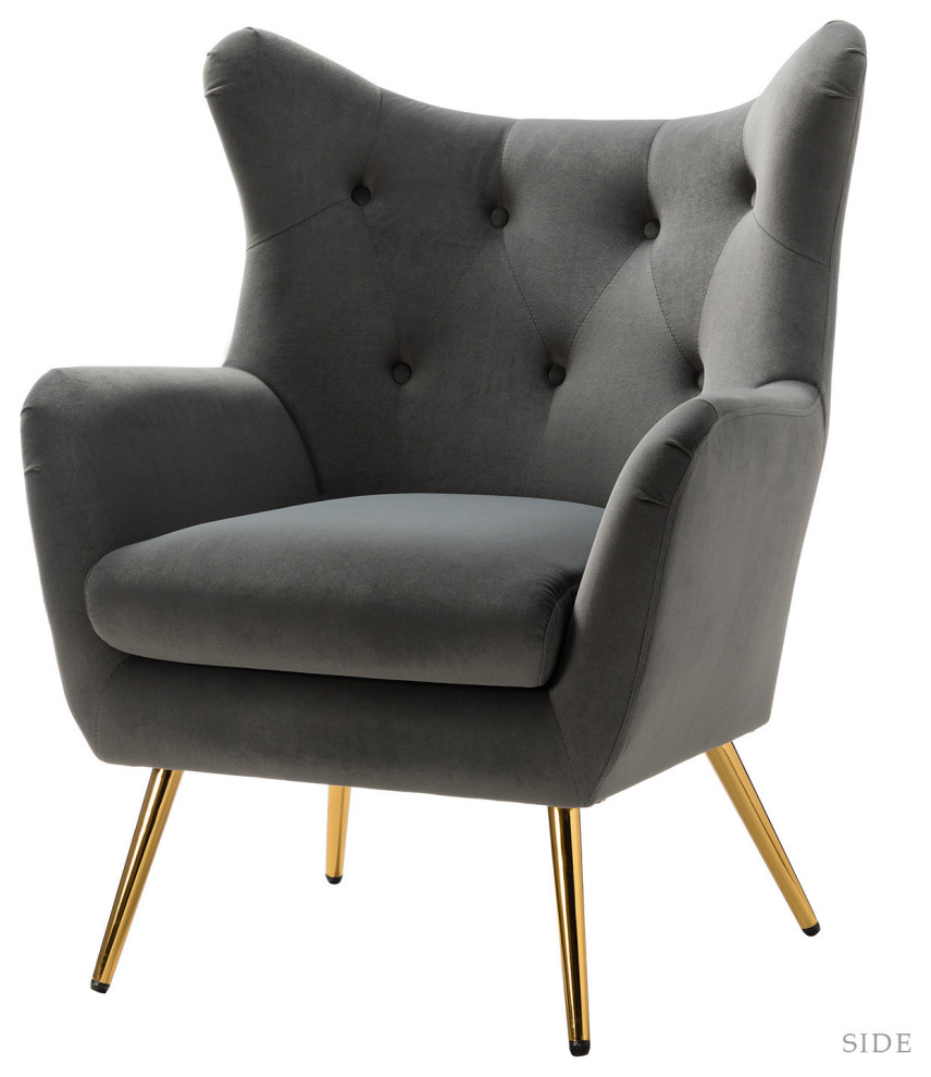 Tufted Accent Chair With Golden Legs - Midcentury - Armchairs And Accent  Chairs - by Karat Home | Houzz