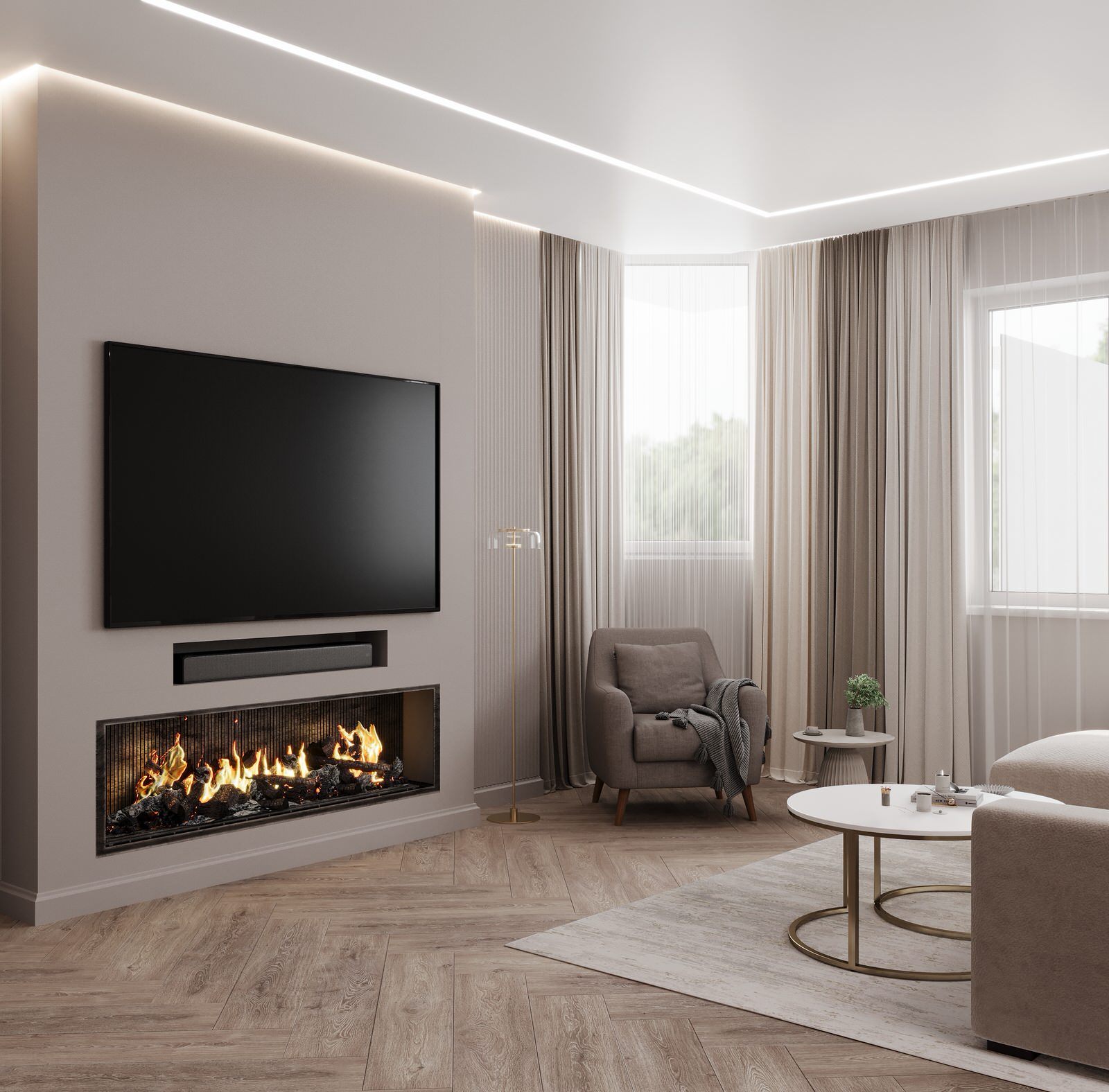 Проект кухни-гостиной ЖК Каскад