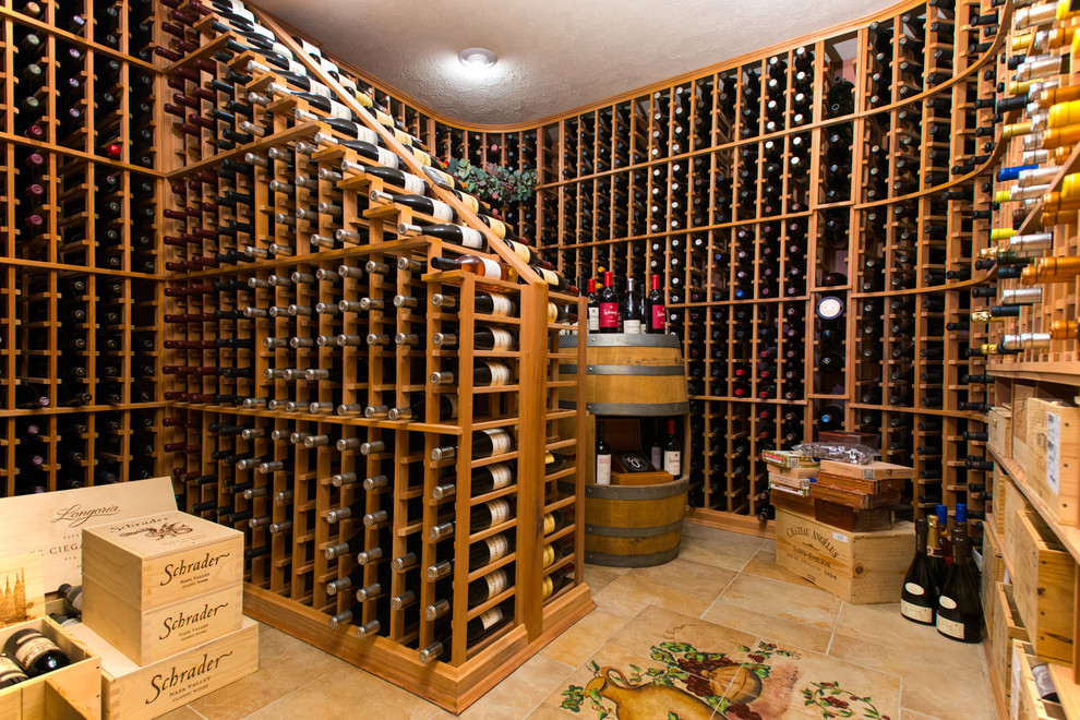 Inspiration for an arts and crafts wine cellar in Other.