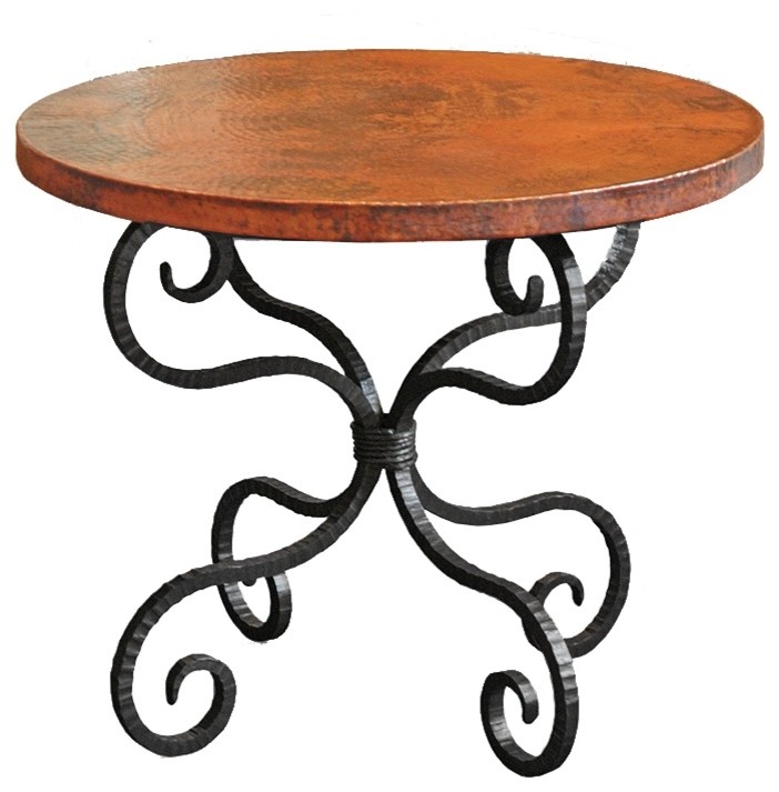 copper top end table round