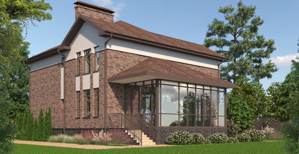 Архитектурная-визуализация и ландшафтное проектирование для коттеджа в Москве.