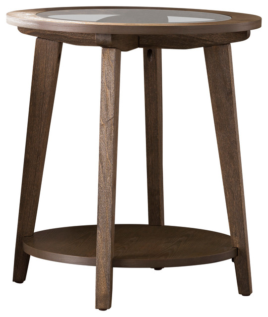 Simmon Round End Table Burnt Oak